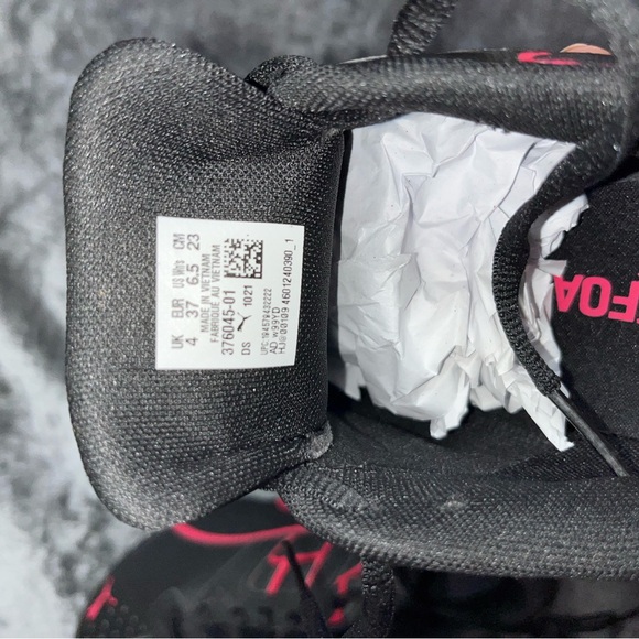 Puma Black Athletic Sneakers with Pink Accents